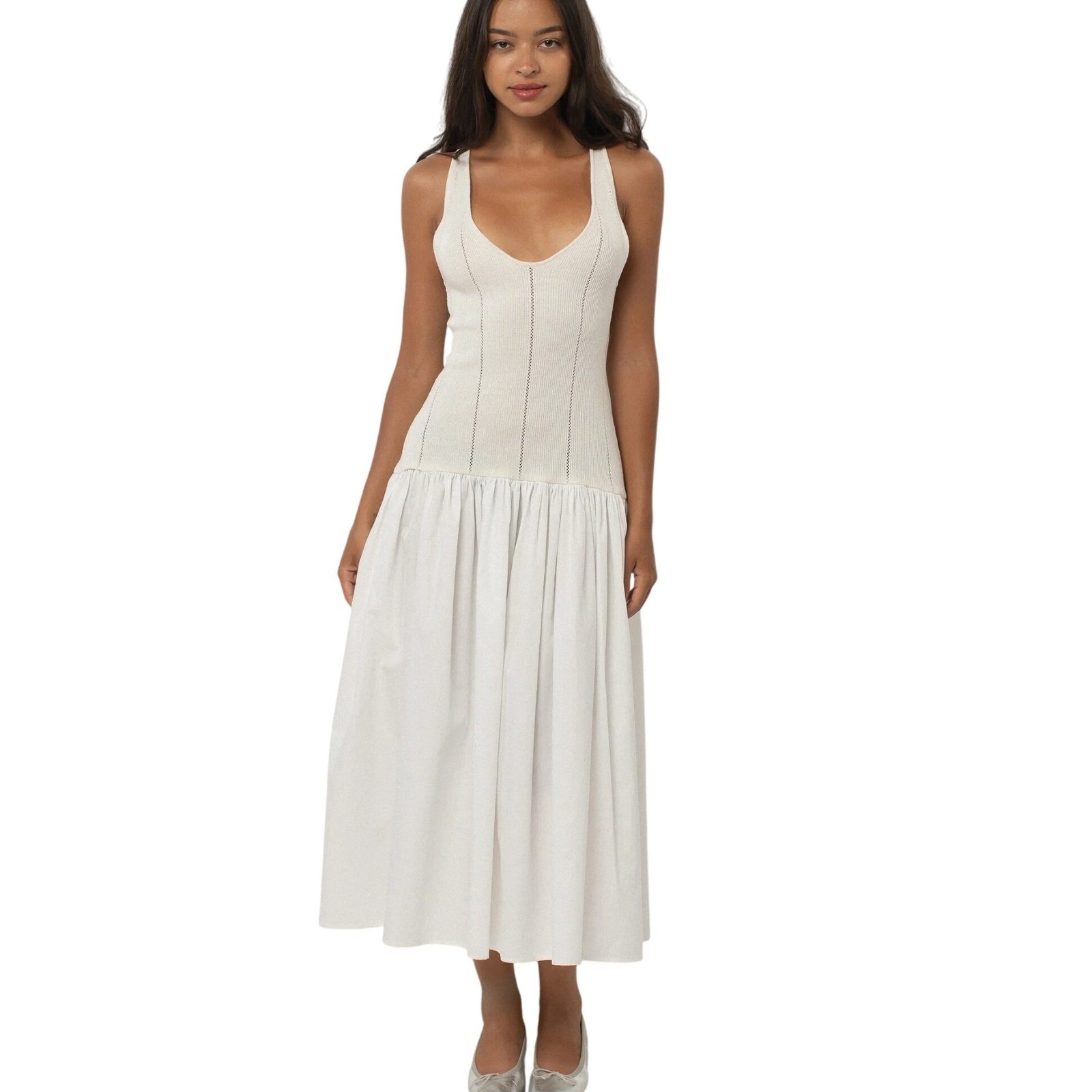 Belle Anna The Label Siena Drop Waist Bubble Hem Maxi Dress Revolve Tank Sz Xl